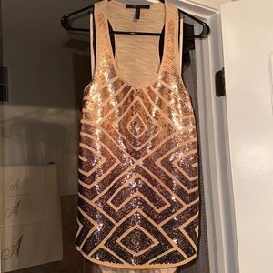 BCBGMaxazria Rose Gold Sequin Tank Top. Size Small.